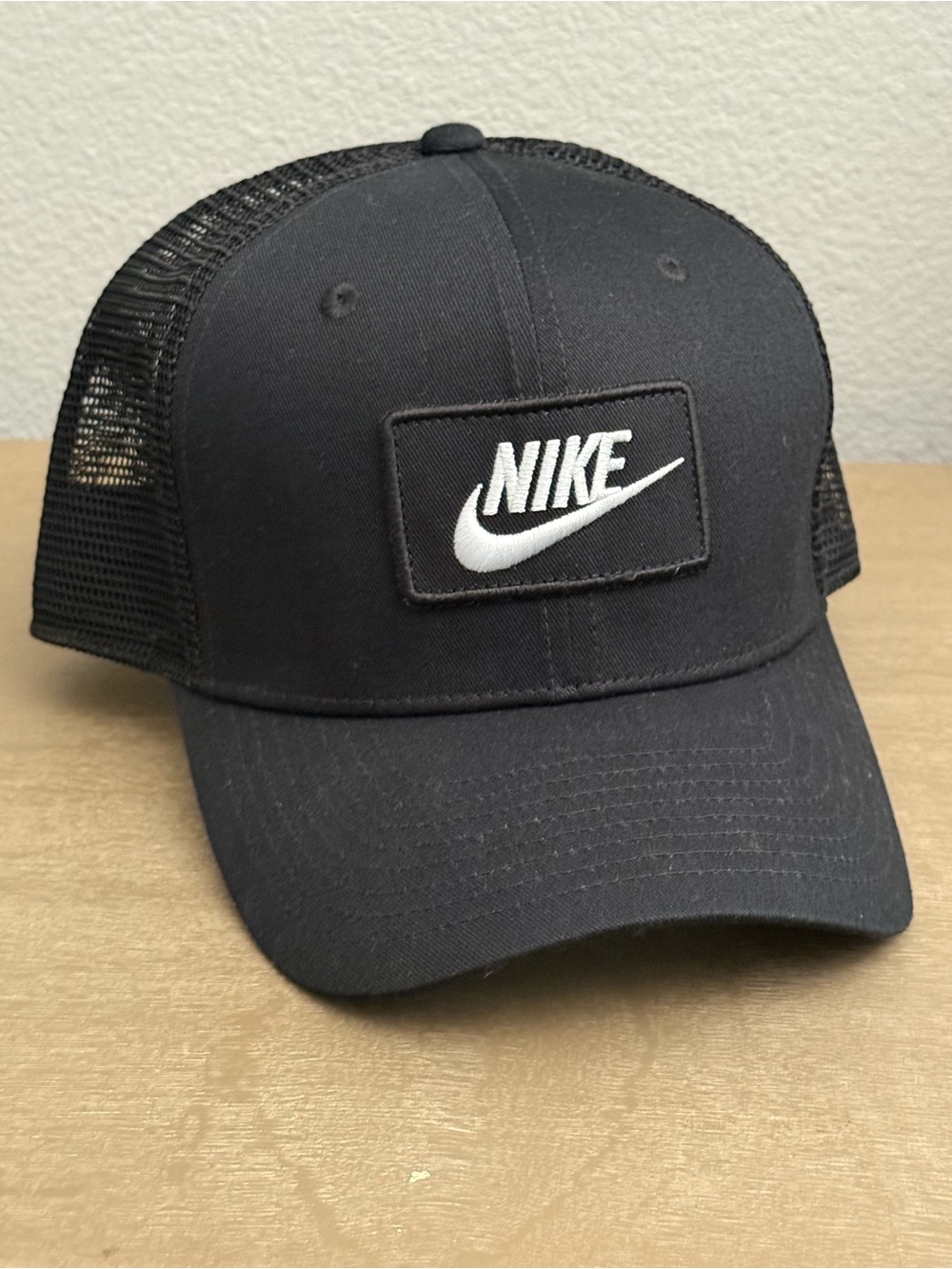 Nike Black Mesh Back Cap with White Swoosh Patch